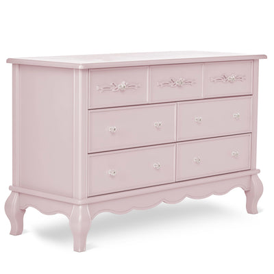 Evolur Aurora 7 Drawer Double Dresser, Dusty Rose