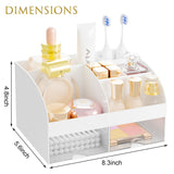 DIRZHX Bathroom Countertop Organizer, Toothbrush Holders for Bathroom, 6 Slots Toothpaste Bath room Counter Sink Organizer with Drawers, Plastic Organizers and Storage for Vanity (White) DIRZHX