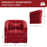 Nolohoo Swivel Accent Chair, Comfy Modern Swivel Barrel Chairs with Skirt, 360°Upholstered Velvet Small Club Armchair Reading Chairs for Living Room Nursery Bedroom Lounge, Red Nolohoo