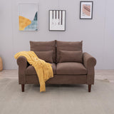 Panana Modern Sofa 54.5" Loveseat Couch with Cushion Back and Arms, 2 Seater Sold Wood Legs Sofa (Brown Linen, Rolled arm) Panana