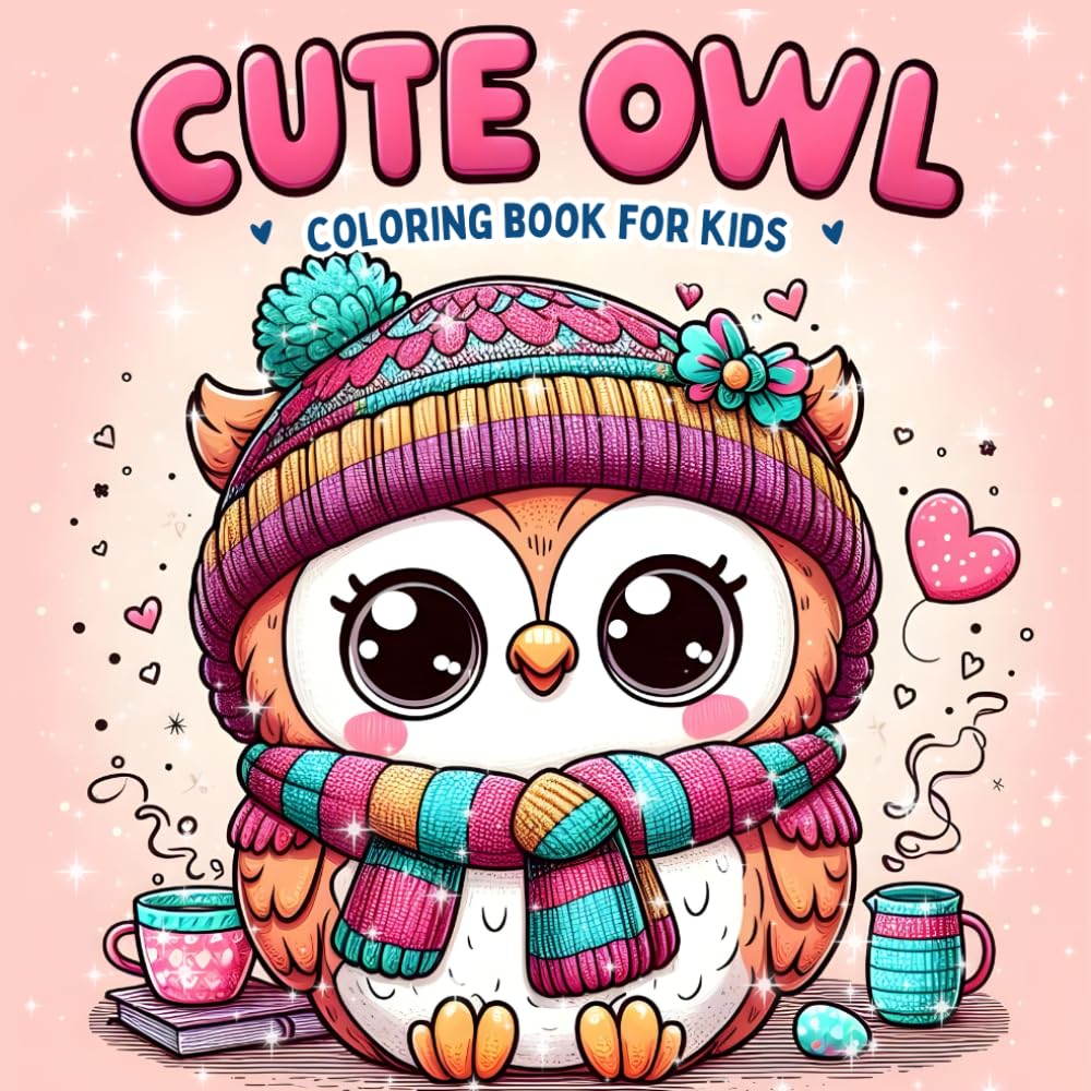 Cute Owl Coloring Book For Kids: 50 Adorable Illustrations Coloring Adventures with a Playful Owl Majosta