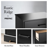 Prepac 2 Drawer Nightstand, 16.25in x 18.75in x 24.5in, Rustic Black Prepac