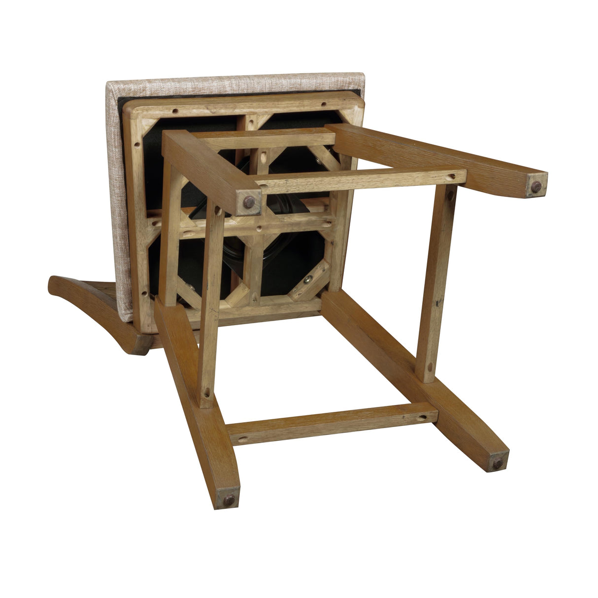 Home Brookline Swivel Bar Stool Chair with 360° Turn Mechanism, Rustic Farmhouse Stools for Kitchen Counter with Cushion, 24" Seat Height, Medium Oak Wood Finish with Beige Cushion Home 2 Office