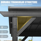 Domi 6.5x12FT Hardtop Grill Gazebo, Outdoor BBQ Gazebo with Galvanized Steel Sloping Roof, Metal Permanent Sun Shade Grill Canopy Shelter with 2 Side Shelves and Ceiling Hooks for Patio Yard, Gray domi outdoor living