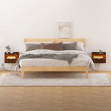 Veegle Floating Nightstand with Charging Station and LED Lights (Walnut Brown) Veegle