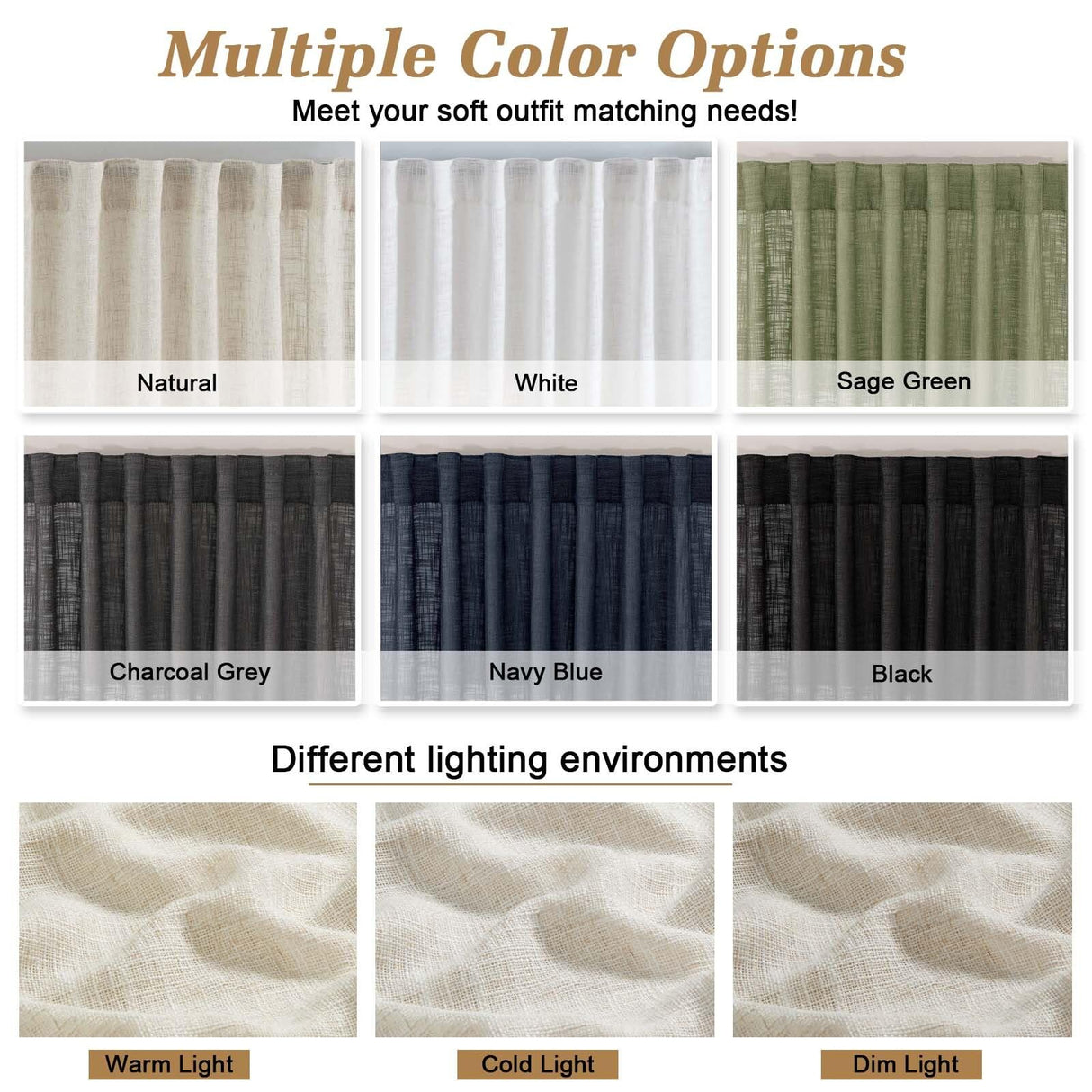 OWENIE Natural Linen Curtains 84 Inch Length 2 Panels Set for Living Room Bedroom, Thick Textured Burlap Linen Blend Light Filtering Boho Farmhouse Window Treatments with Back Tab Top, 52" W x 84" L OWENIE