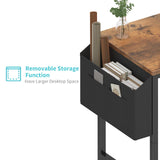 Lufeiya Small Desk for Small Spaces, 32 Inch Kids Girls Study Writing Desks for Bedroom, Simple Modern Laptop PC Little Side Table with Storage Bag Headphone Hooks, Rustic Brown Lufeiya