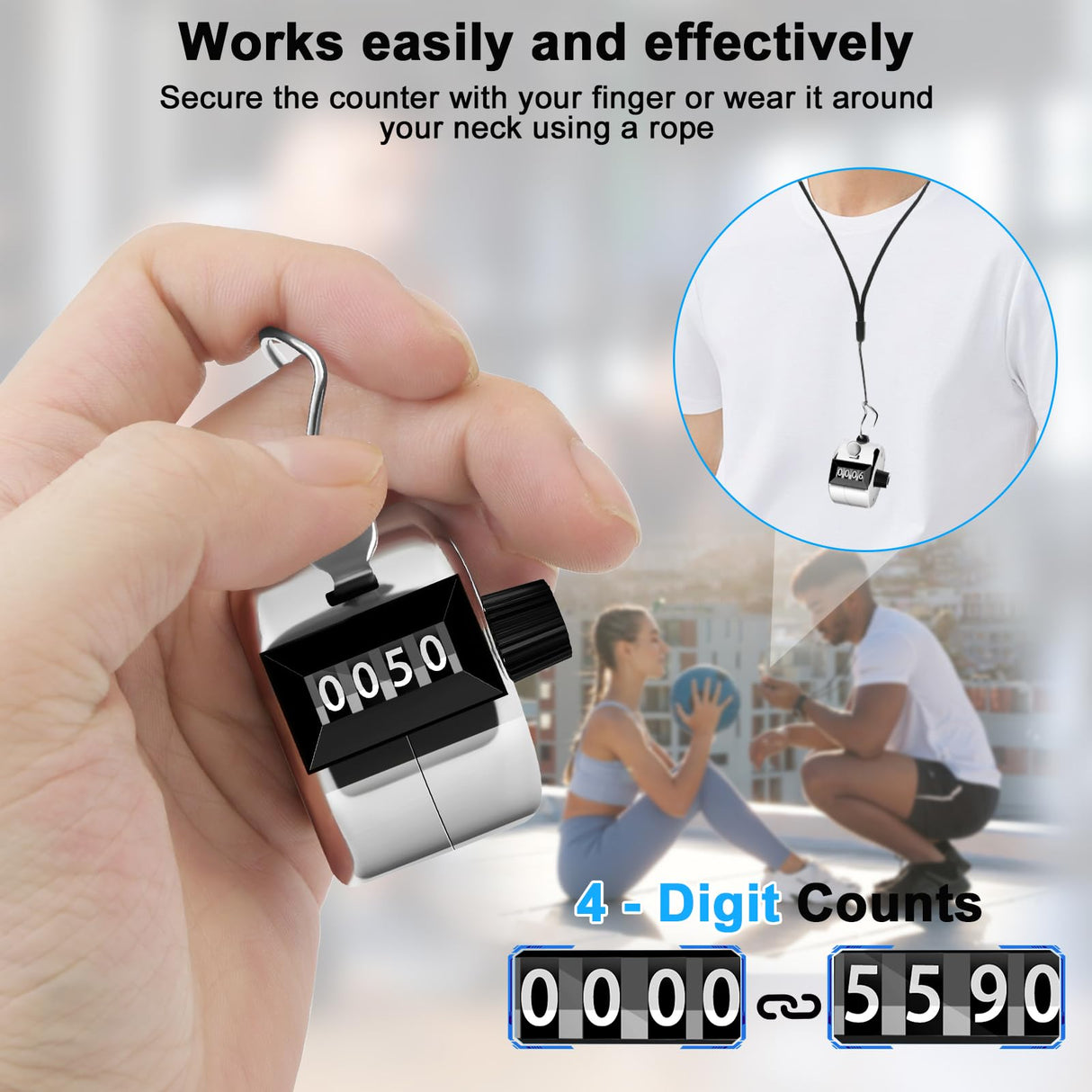 Decymis 2 Pack Clicker Counter, Metal Hand Tally Counter Clicker, 4 Digit Mechanical Palm Click Counter for Counting Numbers, Coaching, Sports Events Decymis