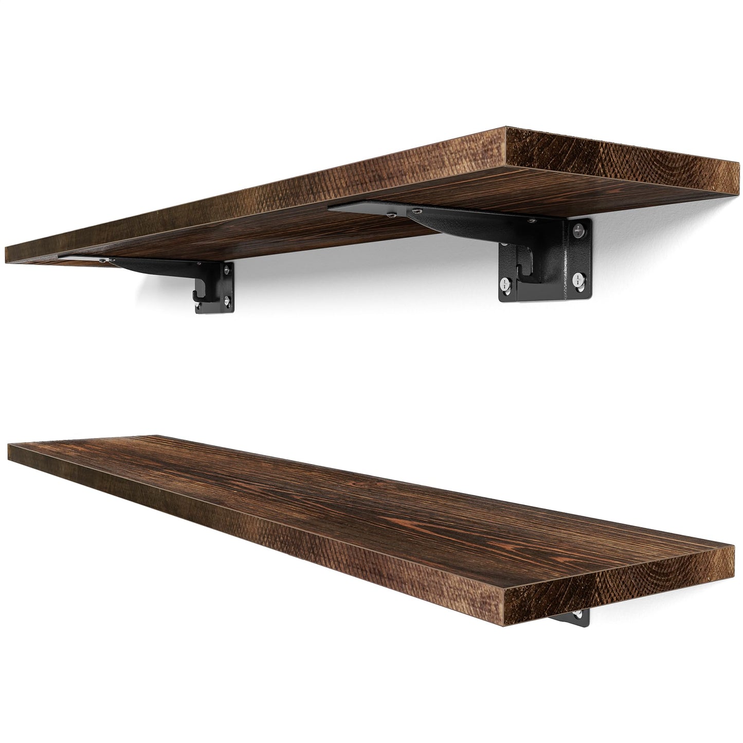 Alsonerbay 36 Inch Floating Shelves for Wall Storage, Wooden Wall Shelves Large Rustic Shelves for Bathroom, Living Room, Bedroom (2 Pack, Dark Brown)