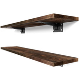 Alsonerbay 36 Inch Floating Shelves for Wall Storage, Wooden Wall Shelves Large Rustic Shelves for Bathroom, Living Room, Bedroom (2 Pack, Dark Brown) Alsonerbay