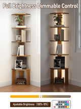 Quikraen 6 Tier Corner Display Rack with Light Clear Arylic Corner Shelves 63in Tall Cabinet with Dimmable LED Light for Display Curio Cabinet Quikraen