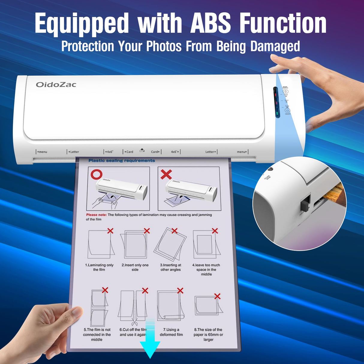 Laminator Machine 13 Inch, 60s Quick Warm-Up Never Jam Laminating Machine with 52 Laminating Sheets, 9 in 1 A3 Thermal Machine Hot & Cold with Paper Trimmer Corner Rounder for Office School Home Use OidoZac