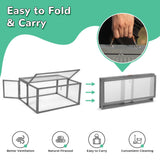 COZIWOW Portable Chicken Coop with UV-Proof Panel, 4X Garden Stakes, Wooden Rabbit Hutch, Chicken Brooder Indoor, Outdoor Folding Chicken Cage, Top & Side Openable Doors, 45.3Inch (Grey) COZIWOW