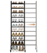 STORAGE MANIAC Expandable Shoe Rack, 44 Pairs Stackable Small Shoe Rack, Metal Adjustable Shoes Organizer for Closet, Entryway, Hallway, Garage, Front Door, Shoes Shelves, Black 10 Tier STORAGE MANIAC
