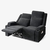 LURVIA 55" RV Loveseat Recliner – Space-Saving Double Reclining RV Sofa, Compact Theater Seating with Cup Holders & Storage Pocket, Black Chenille Couch for Camper, Motorhome & Home Theater LURVIA