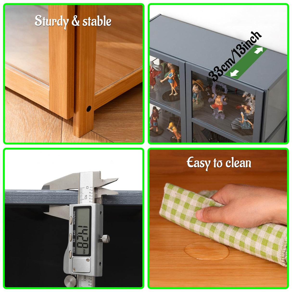 NENAGGE Curio Display Cabinet with Acrylic Doors for Collectibles Small Curio Cabinet 4 Tier 3 Tier Figures Display Case Toys Display Shelves Vitrina Storage Cabinet,Brown,4 Tier_Double Door NENAGGE