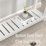 FOLUBAN Farmhouse Console Table for Entryway, Rustic Narrow Sofa Table for Living Room, Hallway, Entrance, 40 Inch, Vintage White & Walnut FOLUBAN