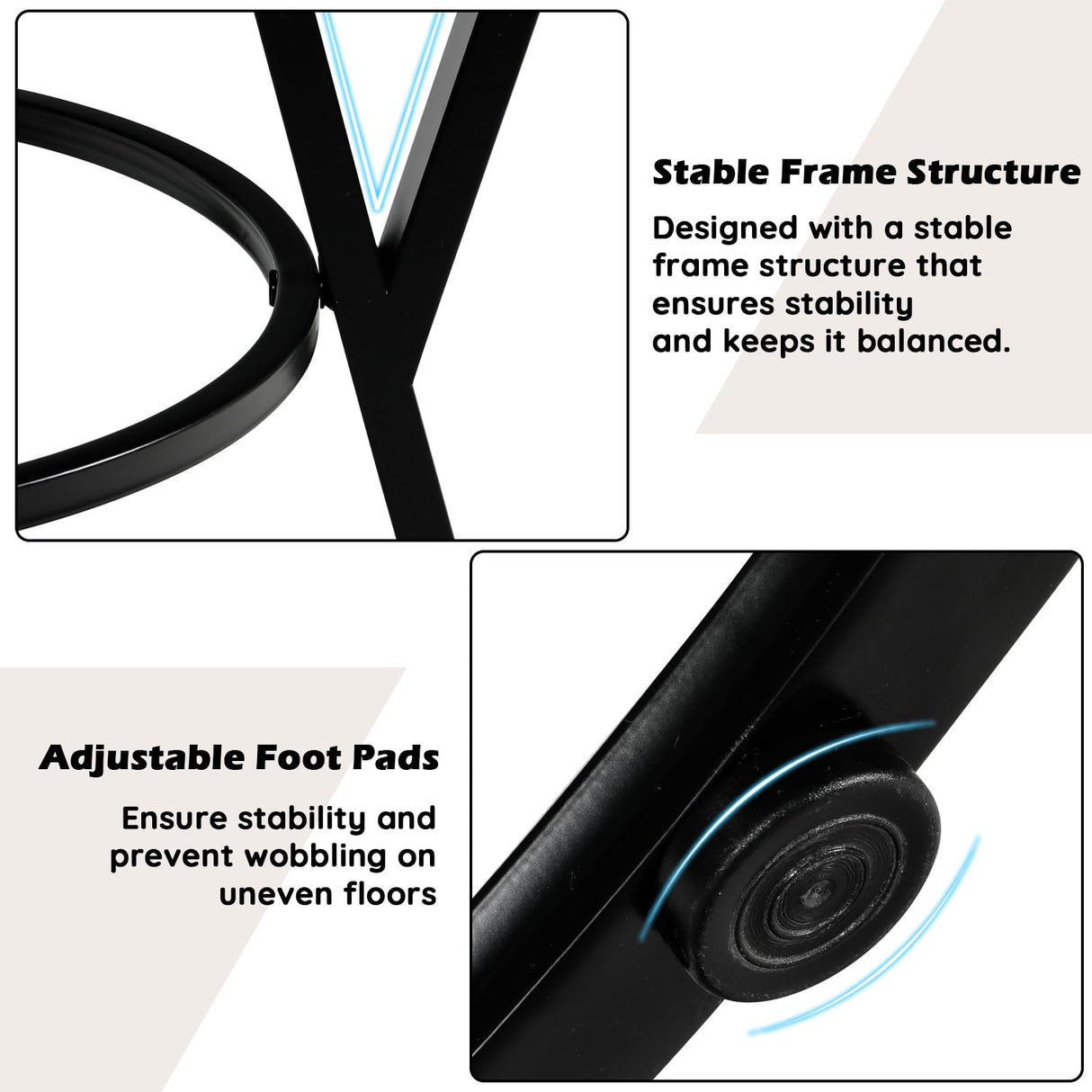 STHOUYN 47” Round Dining Table Set for 4, Small Round Kitchen Table with 4 Boucle Dinner Chairs, Modern Circle 5 Piece Dining Table with Steel Legs (Black) STHOUYN