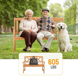 Outvita Wooden Garden Bench, Outdoor Wood Patio Bench, Rustic 2-Person Loveseat Chair w/Armrest for Porch Poolside Park Backyard Balcony, Capacity 605Lbs, X Backrest Outvita