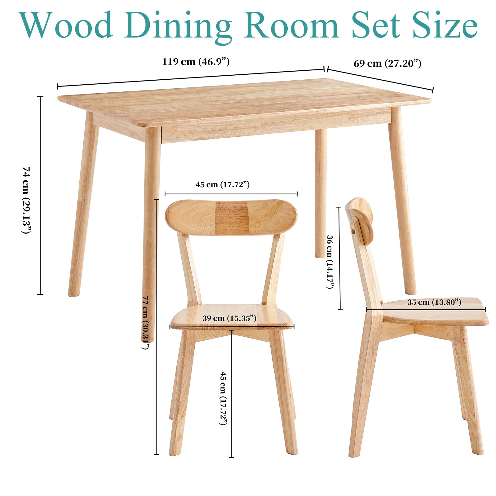 Paonne Wood Dining Table Set for 4 Mid-Century 5-Piece Dining Set Modern Compact Solid Wood Table & Chair Set for Home, Apartment (Louis), W-5DT&DC - WoodArtSupply