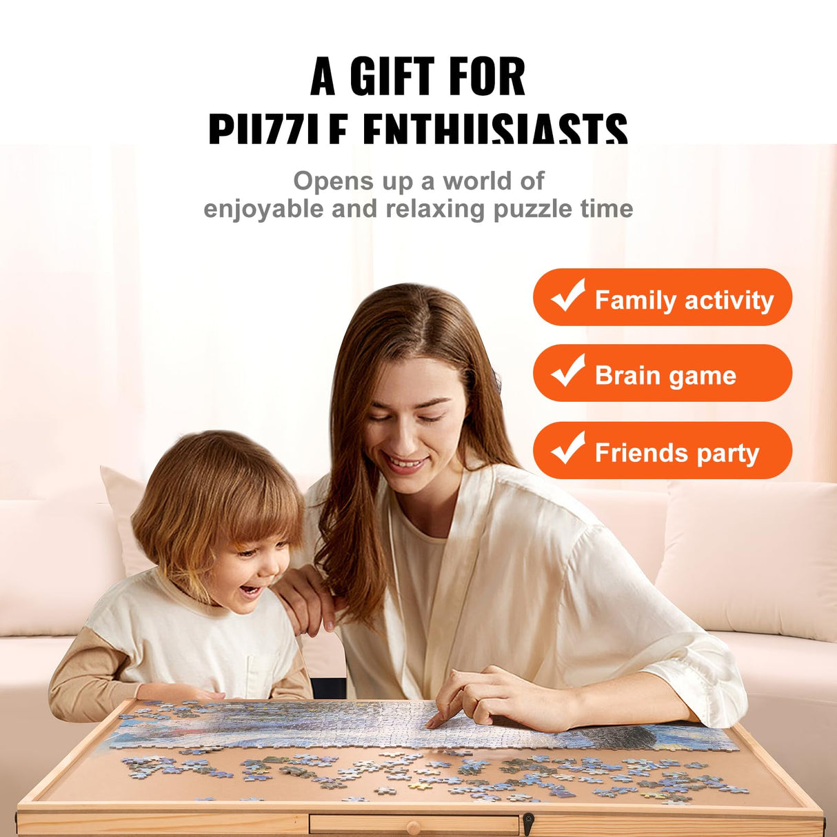 VEVOR 1000 Piece Puzzle Board with 6 Drawers and Cover, 29"x21.6" Rotating Wooden Jigsaw Puzzle Plateau, Portable Puzzle Accessories for Adults, Puzzle Organizer & Puzzle Storage System, Gift for Mom VEVOR