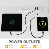 DWVO Kitchen Pantry Storage Cabinet, 64" H Kitchen Hutch Cabinet with Power Outlet, Sliding Racks with Door, Drawers with Doors and 3-Tier External Shelves for Living Room, Dining Area (White) DWVO