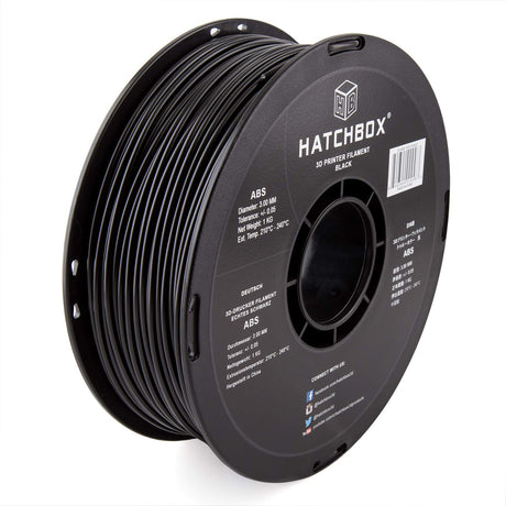 HATCHBOX ABS 3D Printer Filament, Dimensional Accuracy +/- 0.05 mm, 1 kg Spool, 3.00 mm, Black HATCHBOX
