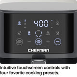 Chefman Air Fryer – 4 QT Compact Airfryer for Quick & Easy Meals, Features Hi-Fry Technology for Extra Crisp, Easy-View Window, Touch Controls with 4 Presets, Nonstick & Dishwasher Safe Basket - Grey Chefman