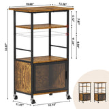 Bliesosfud Kitchen Microwave Cart with Single Door Cabinet,4 Tier Rolling Microwave Stand with Storage,Small Kitchen Island with Adjustable Shelf, Kitchen Coffee Cart Rack for Living Dining Room Bliesosfud
