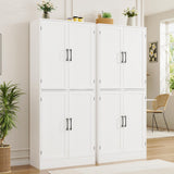 MHOM 71" Farmhouse Pantry Cabinet, Tall Storage Cabinet with 4 Doors and Adjustable Shelves, Freestanding Pantry for Dining Room, Kitchen, and Living Room, White MHOM