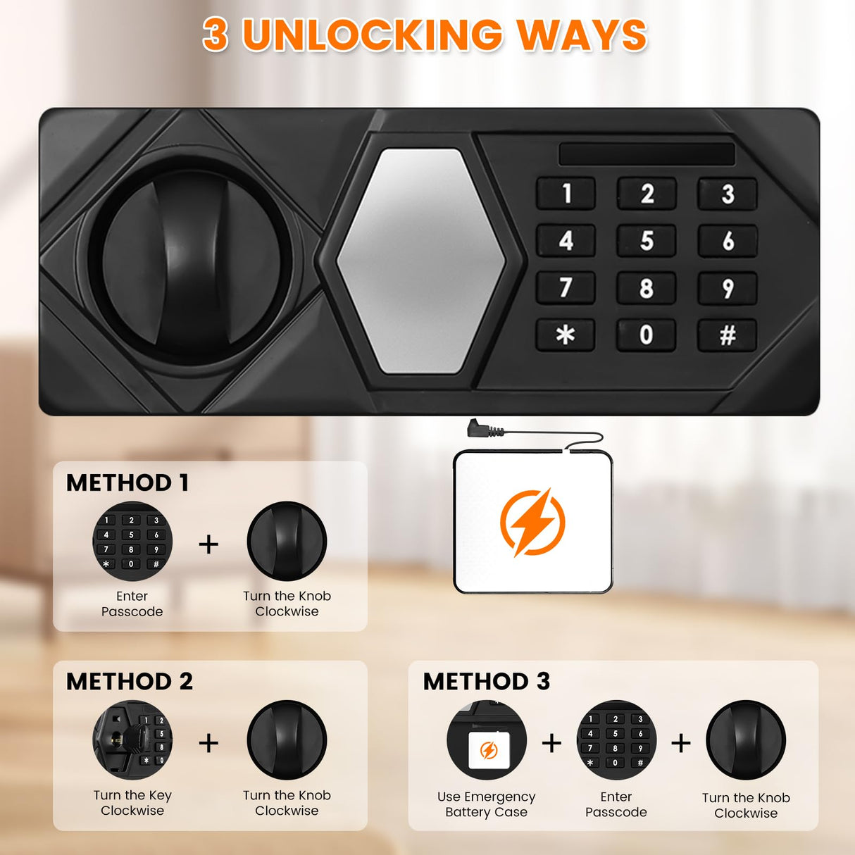 6.5 Cub Extra Large Home Safes Water and Fireproof, Anti-theft Safe Box with Removable Shelf, Digital Fire Proof Safe for Home Money Jewelry Valuables RXUJYC