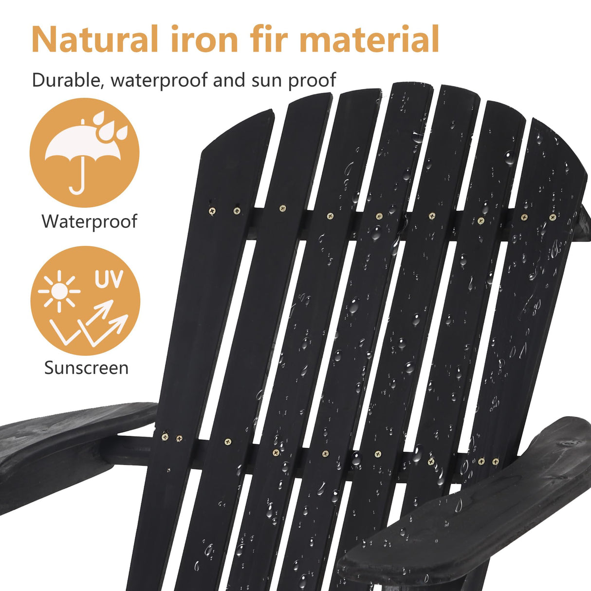 PayLessHere Outdoor Lounger Chairs Set of 2 All Weather Fire Pit Chairs Wooden Adirondack Chairs with Easy Assemble for Patio Garden Lawn Beach Fire Pit, Black PayLessHere