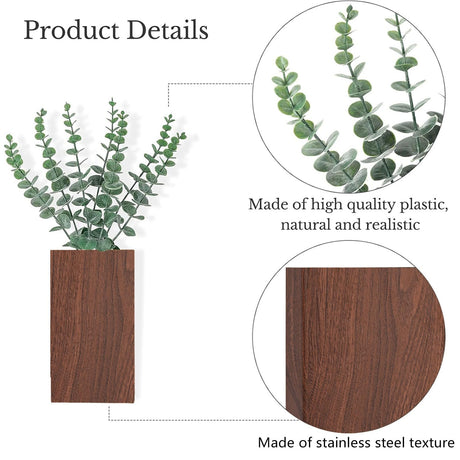 MODorlia Hidden Gun Storage，Wall-Mounted Flower Pots Vase Simulation Eucalyptus Farmhouse Wall Decor Suitable for Indoor Fake Plants Living Room Bedroom Kitchen Home Office Decoration MODorlia