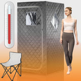 iDOTODO Full Size Portable Personal Infrared Sauna for Home, Personal Home Spa Tent with Remote Control, Heating Foot Pad, Foldable Reinforced Chair （Grey, L33.8 x W 33.8" x H 66.5" iDOTODO