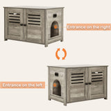 DINZI LVJ Litter Box Enclosure, Cat Litter House with Louvered Doors, Entrance Can Be on Left or Right Side, Spacious Hidden Washroom for Most of Box, Furniture Cabinet, Gray Wash DINZI LVJ