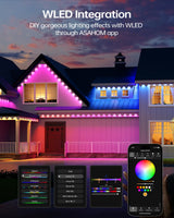 ASAHOM Permanent Outdoor Light Pro S108B, 100FT with 72 RGBCW 70lm LED, WLED Integration, AI Lighting, 30000 Lighting Effect Combination, IP67 Waterproof for Halloween Christmas and Daily Decor, White ASAHOM
