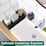 14 Inch Bathroom Basket with Removable Dividers - 3 Comparments Wood Toilet Paper Basket with Handle for Back of Toilet Tank Topper - Black Storage Organizer for Bathroom Kitchen Pantry Organization dreamkey