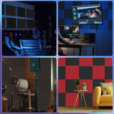 Burdurry 50 Pack Acoustic Panels Soundproof Studio Foam for Walls Sound Absorbing Panels Sound Insulation Wedge for Studio, 1" X 12" X 12" (Black) Burdurry