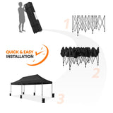 Yaheetech Heavy Duty Pop Up Canopy Tent, 10x20 Commercial Instant Shelter Tent for Wedding, Parties, Adjustable Outdoor Canopy with Wheeled Carry Bag, 6 Sandbags & 10 Stakes, Black Yaheetech