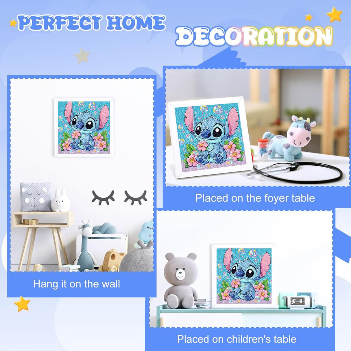 Gearock Diamond Art Kits for Adults Beginners, Small 5D Diamond Painting Kits with Wooden Frame, Easy DIY Cute Big Gem Kits for Cartoon Lovers Halloween Christmas Birthday Gifts, 7x7 Inch Gearock