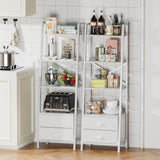 Furologee 4-Tier Ladder Shelf,Small Bookshelf with 2 Drawers,Vertical Bookcase Storage Rack Organizer,Display Bookshelves for Living Room,Bedroom,Bathroom,Home Office,Kitchen,White Furologee