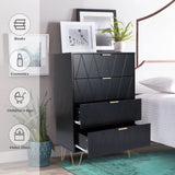 UEV 4 Drawer Dresser,Chest of Drawers,Wooden Dresser with 4 Metal Legs,Tall Dresser with Anti-Tipping Device,Dresser Set for Bedroom,Living Room (Black) UEV