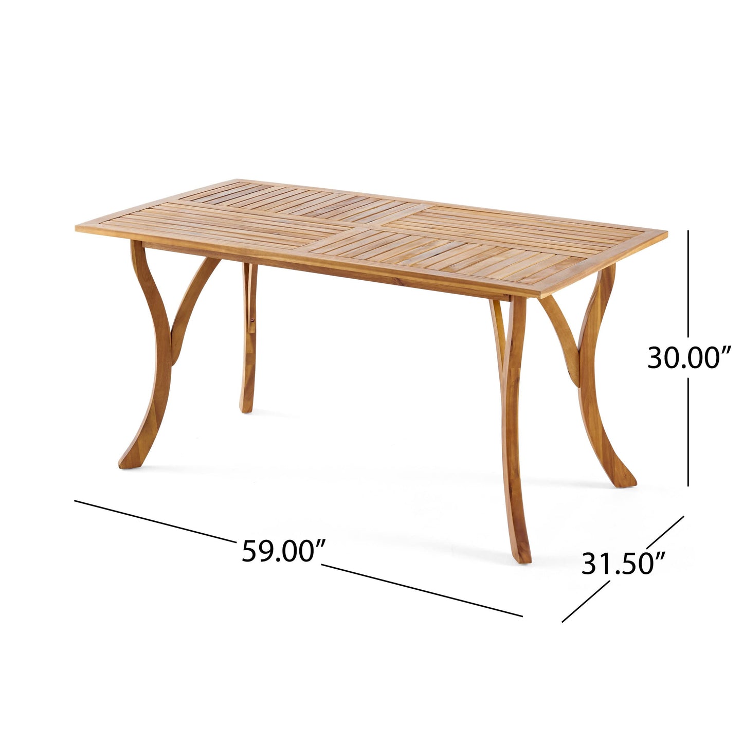 Christopher Knight Home Hermosa Acacia Wood Rectangular Table, Teak Finish - WoodArtSupply