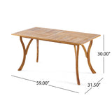 Christopher Knight Home Hermosa Acacia Wood Rectangular Table, Teak Finish Christopher Knight Home