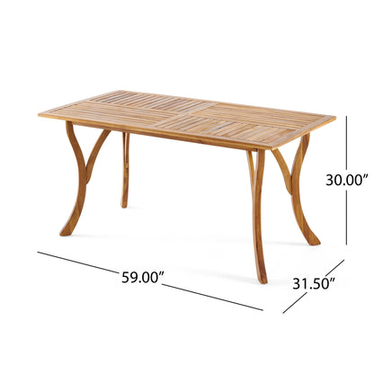 Christopher Knight Home Hermosa Acacia Wood Rectangular Table, Teak Finish - WoodArtSupply