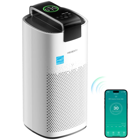 MORENTO Air Purifiers for Home Large Room Up to 2050 Ft² with PM 2.5 Air Quality Sensor, Smart WiFi and Sleep Mode, Hepa Air Purifier For Home Filters Smoke, Available for California- White MORENTO