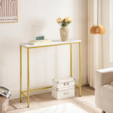 HOOBRO Narrow Console Table, 29.5" Small Entryway Table, Thin Sofa Table, Side Table, Display Table, for Hallway, Bedroom, Living Room, Foyer, White and Gold DW75XG01 HOOBRO