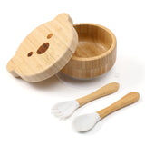 Baby Bowls with Lid,HBM Bamboo Suction Bowls for Baby and Spoon Set,3PC Feeding Supplies Set for Infant, Toddlers,Detachable Silicone Suction Stay Put Base for Wooden Bowl （Marble） HI BABY MONMENT