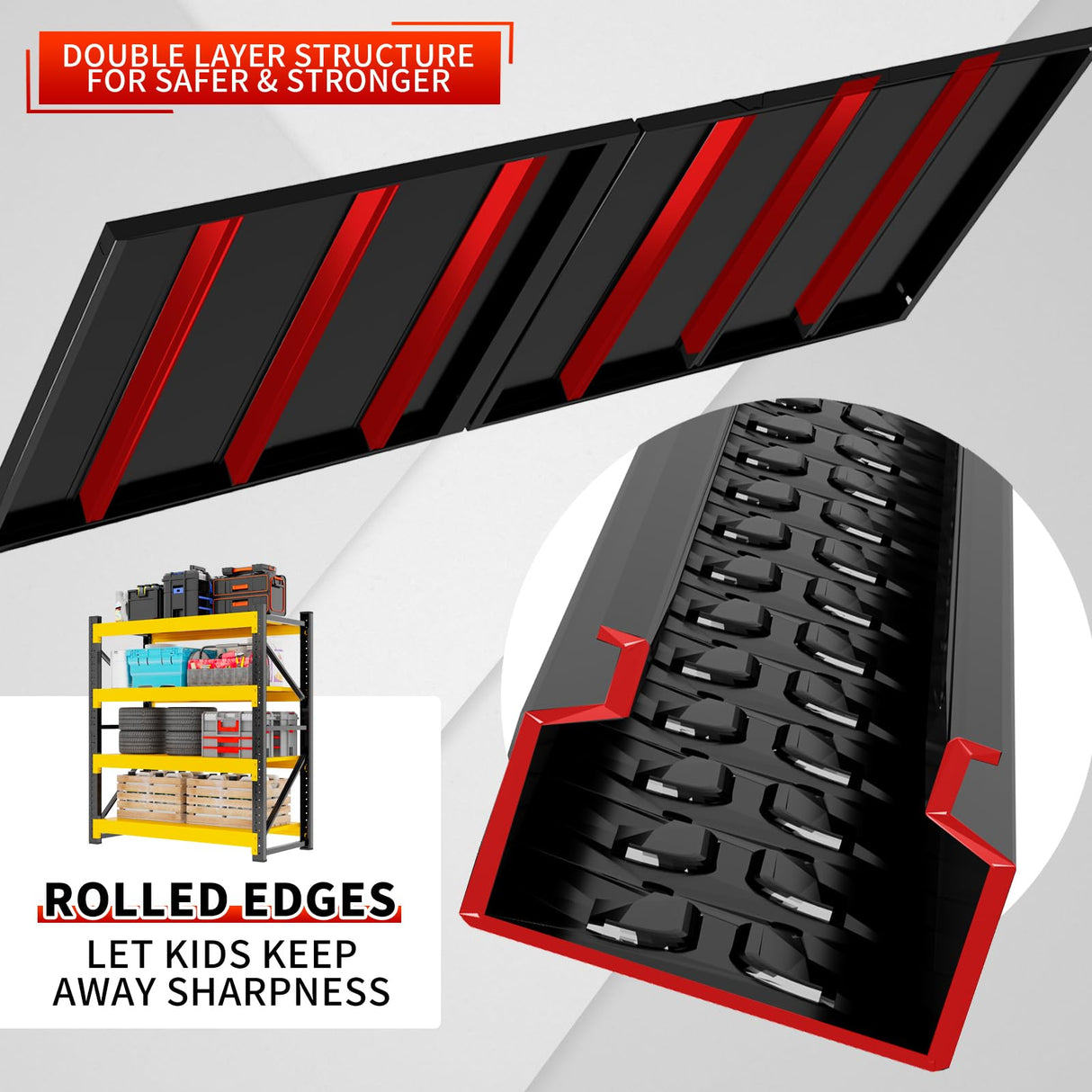 Kobito 4000LBS Garage Storage Shelves, 47" W Garage Shelving Heavy Duty Adjustable Shelving Unit, 4 Tier Metal Utitly Shelves Industrial Shelving for Warehouses,Basement,Black Yellow Kobito