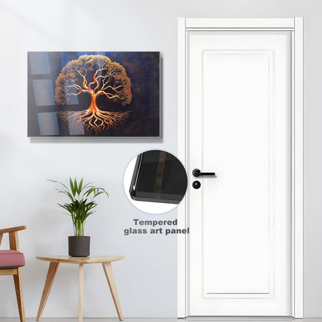 Biometric Gun Safe for Handgun, Pistol Safe with Fingerprint & KEY Access, Tree of Life Tempered Glass Hidden Gun Storage with Decor Function For Wall-Mounted PJJSZST